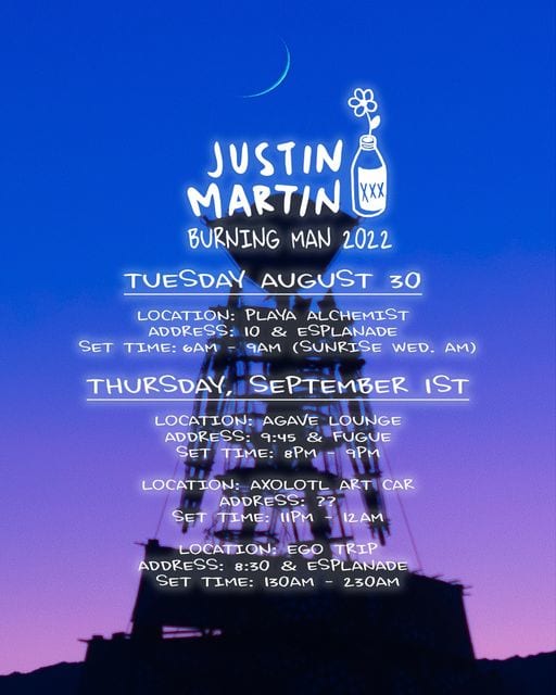 Jadwal Justin Martin Burning Man